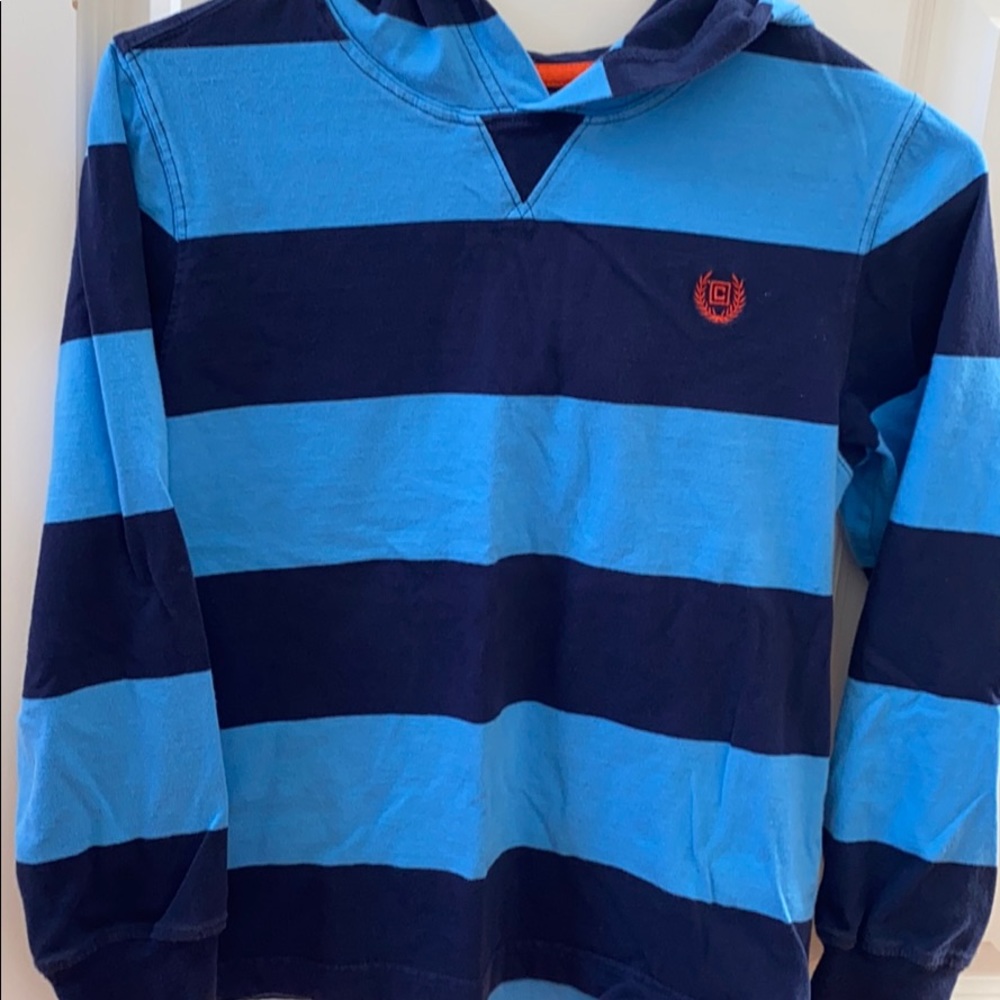 Chaps hoodie boy’s shirt. Striped. Size 10/12.